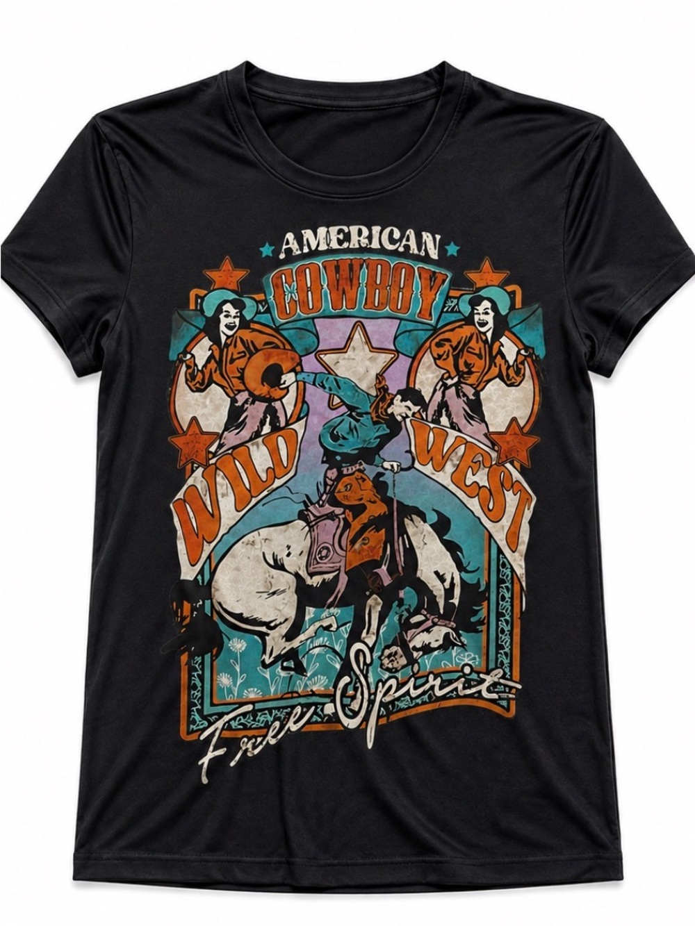 Black American Cowboy Wild West Graphic Tee